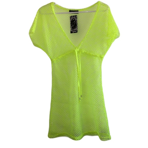 3/$15 Hots-Wing Neon Yellow Mesh Swim Coverup NWT - Picture 2 of 5